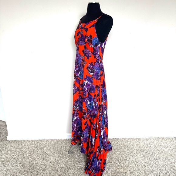 Free People Floral Maxi Dress Spaghetti Strap Backless Long Swing Dress Size 6 - Picture 8 of 12